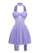 Robe Mini Babydoll Bustier en Tulle avec Foulard Lavande Années 70