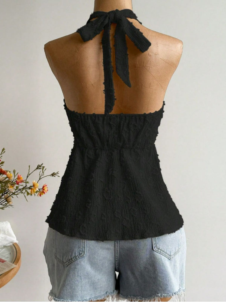 Tops Dos Nu Dentelle-Trim Jacquard Années 1970 8