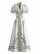 Robe Blanc Tropical Floral Vintage Taille Haute Années 1950 2