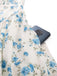 Robe Nouage Avant Col Carré Petites Fleurs Bleue Années 40