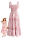 Robe Maxi Petites Fleurs Rose Années 40