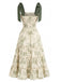 Robe Imprimé Floral Végétal Verte Années 40