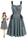 Robe taille haute à larges bretelles, laçage et anneau métallique Années 1950