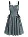 Robe taille haute à larges bretelles, laçage et anneau métallique Années 1950