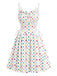 Robe taille haute à larges bretelles, laçage et anneau métallique Années 1950