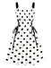 Robe taille haute à larges bretelles, laçage et anneau métallique Années 1950