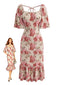 Robe Rose Manches Bouffantes Midi Années 1930