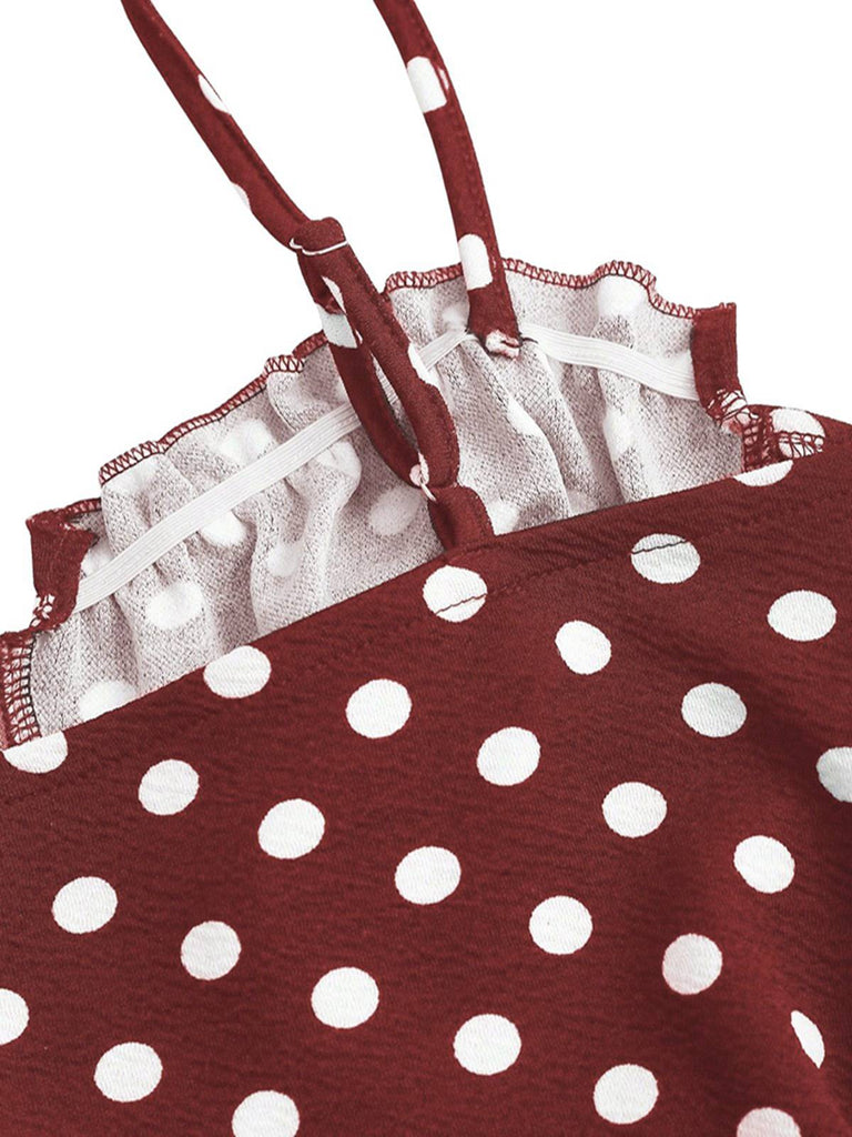 [Prévente] Robe rouge pois fines bretelles et coupe sirène années 1930