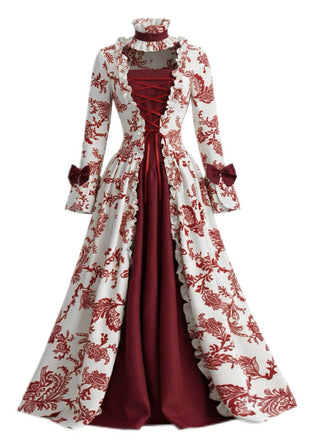 Robe de Bal Corset Floral Rococo Rouge Années 1930