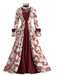 Robe de Bal Corset Floral Rococo Rouge Années 1930