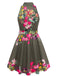 Robe-chemise fleurie à col halter et taille nouée années 1950 - 10