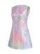 [Prévente] Robe Mini Ligne A sans Manches Géométrique Argent Irisé Années 60