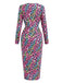 [Prévente] Robe portefeuille multicolore en maille à imprimé léopard néon années 1980