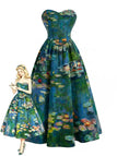 [Prévente] Robe Nénuphar Col Cœur Bustier Bleue Années 1950
