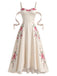 [Prévente] Robe Blanc 3D-Floral Satin Hollow Slip Années 1940 3