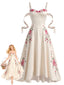 [Prévente] Robe nuisette blanche satin découpes et motifs floraux relief années 40