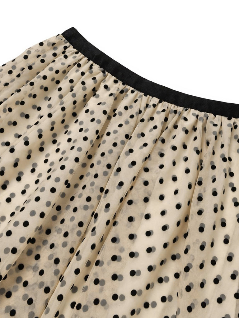 [Prévente] Ensemble Manches Bouffantes Ribbed Bodysuit & à Pois Tulle Années 1950 14