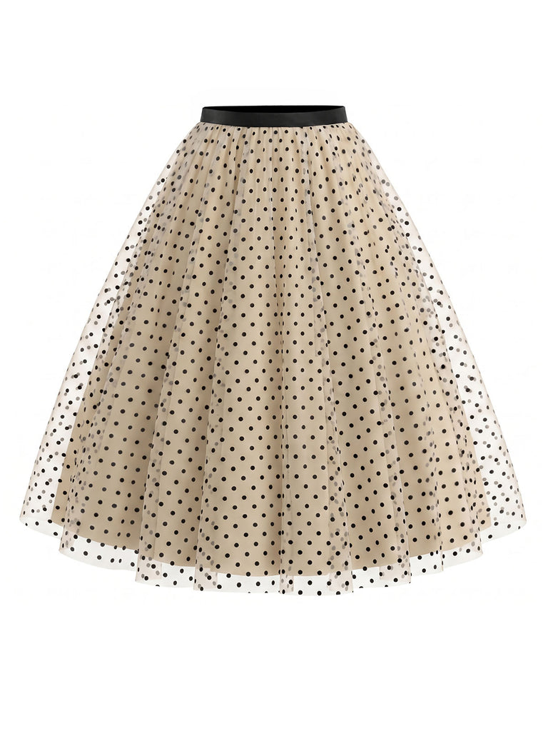 [Prévente] Ensemble Manches Bouffantes Ribbed Bodysuit & à Pois Tulle Années 1950 10