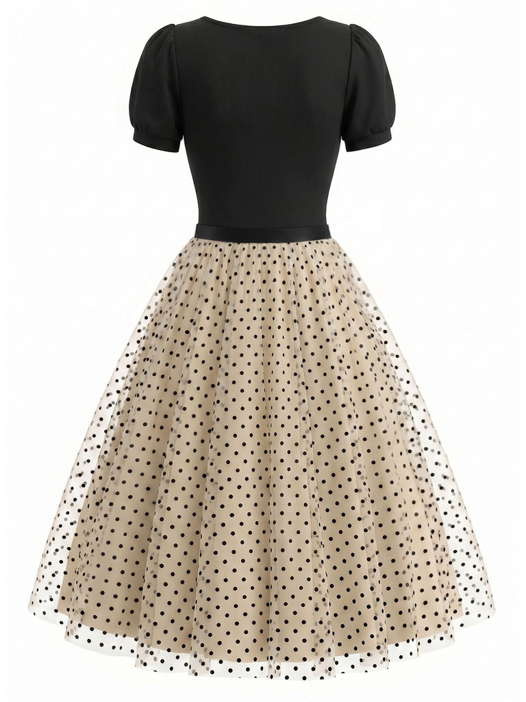 [Prévente] Ensemble Manches Bouffantes Ribbed Bodysuit & à Pois Tulle Années 1950 3