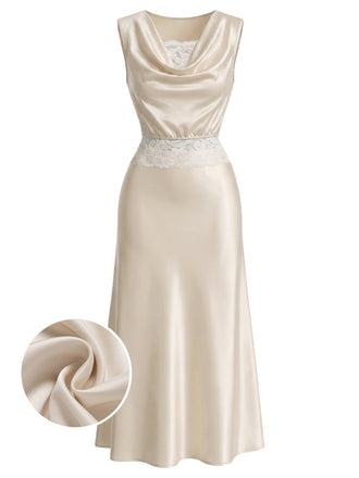 [Prévente] 3PCS Dentelle Satin Drapé Col Taille Champagne Années 1920 2