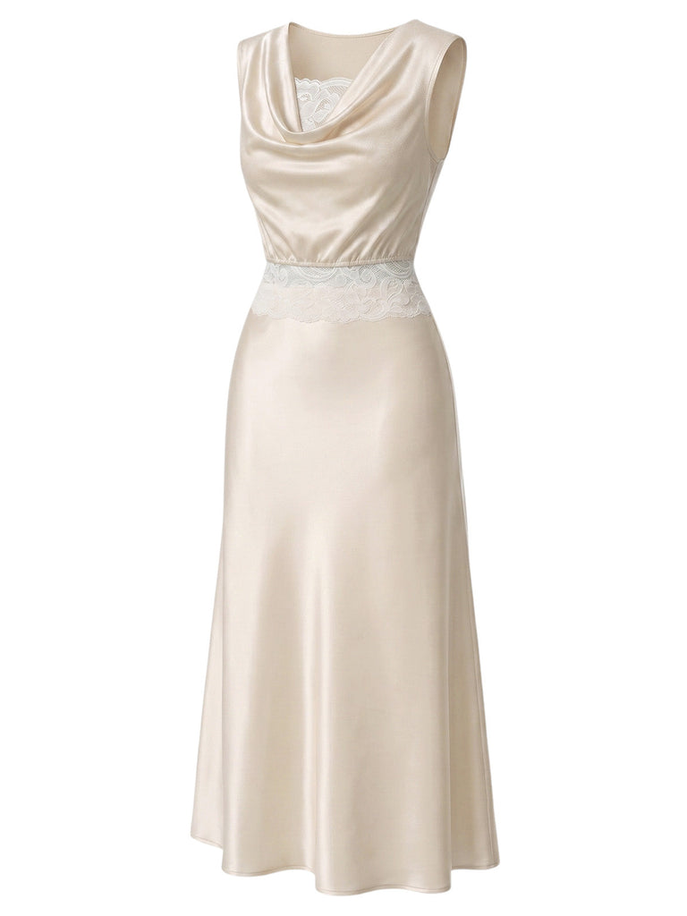 [Prévente] 3PCS Dentelle Satin Drapé Col Taille Champagne Années 1920 4