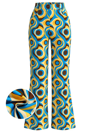 [Prévente] Pantalon multicolore hippie à motif abstrait et coupe légèrement évasée Années 1970