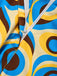 [Prévente] Pantalon multicolore hippie à motif abstrait et coupe légèrement évasée Années 1970