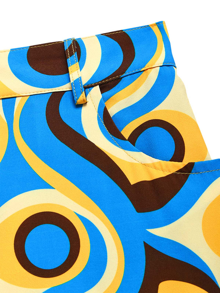 [Prévente] Pantalon multicolore hippie à motif abstrait et coupe légèrement évasée Années 1970