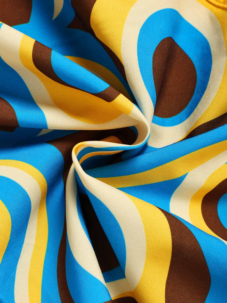 [Prévente] Pantalon multicolore hippie à motif abstrait et coupe légèrement évasée Années 1970