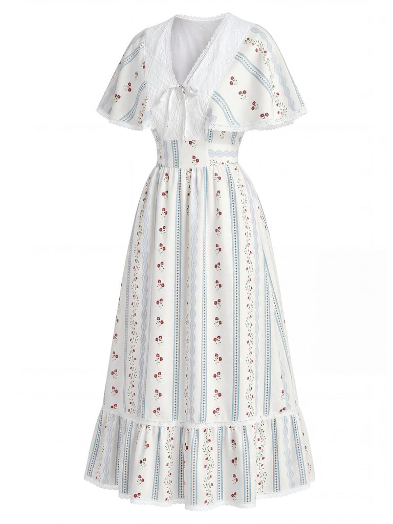 [Prévente] Robe Floral Col V Dentelle Cape Années 1940 3