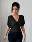Blouse col V taille froncée et épaules drapées années 1930