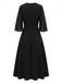[Prévente] Robe Noire Col Rond Strass Manches Fendues Années 1940 4