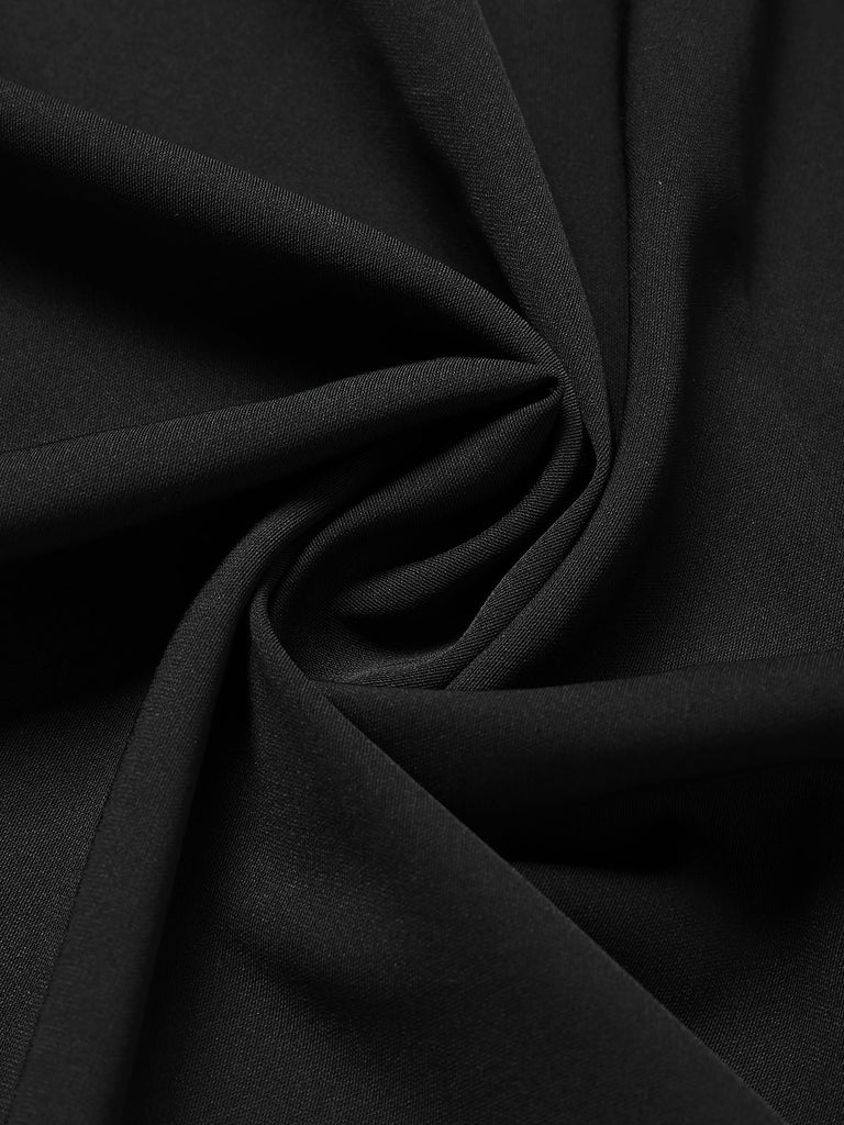 [Prévente] Robe noire à pois, col volanté et coupe en A Années 1950