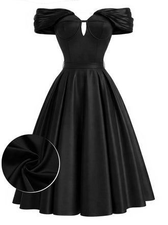 [Prévente] Robe Noir Épaules Dénudées Encolure Cœur Années 1950