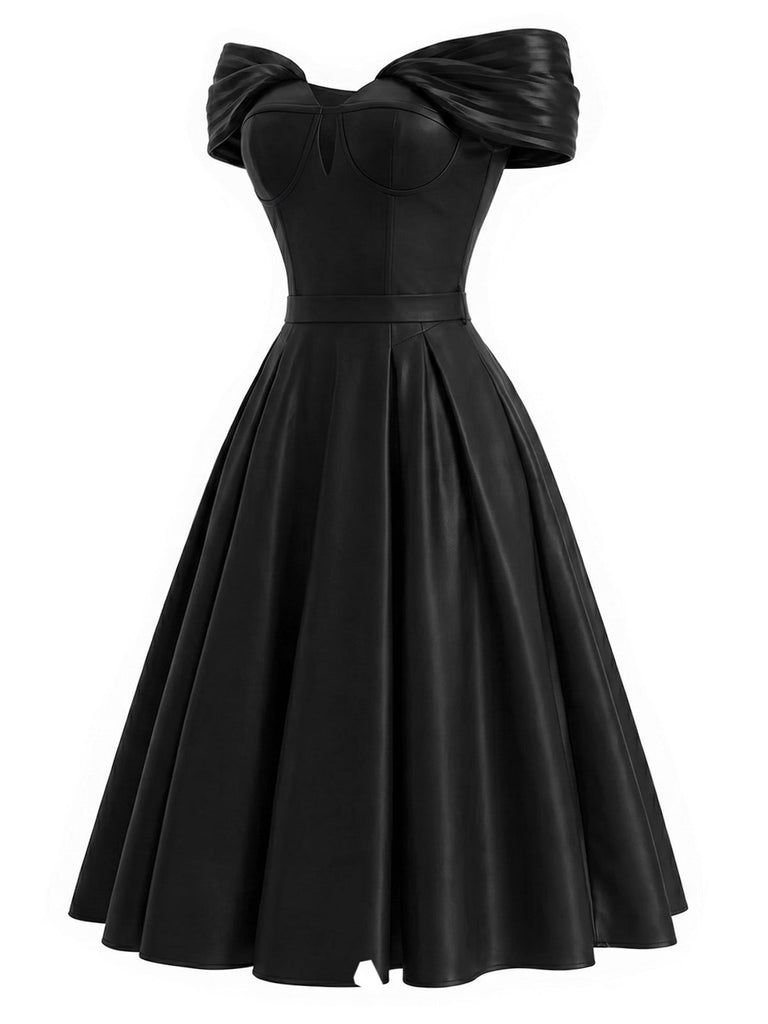 [Prévente] Robe Noir Épaules Dénudées Encolure Cœur Années 1950 3