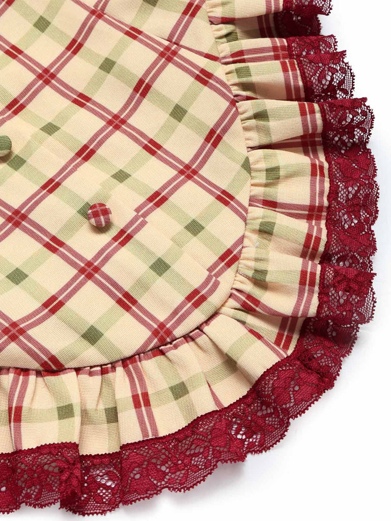 [Prévente] Ensemble à Carreaux Dentelle à Volants Ourlet & Ligne A Années 1940 9