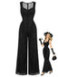 [Prévente] Combinaison noire dentelle et sequins décolleté cœur années 60
