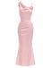 [Prévente] Robe Rose à Pois 3D Rose Satin Sirène Années 1930 2