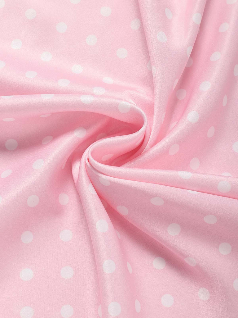 [Prévente] Robe Rose à Pois 3D Rose Satin Sirène Années 1930 6