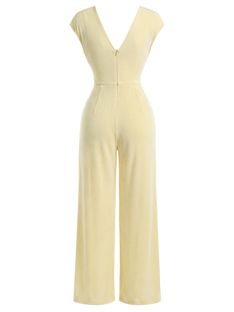 [Prévente] Combinaison Doré Col V Torsadé Jambes Larges Tricot Années 1970 4