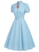 [Prévente] Robe Bleu à Pois Trou de Serrure Manches Tulipe Ceinturé Années 1950 3