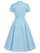 [Prévente] Robe Bleu à Pois Trou de Serrure Manches Tulipe Ceinturé Années 1950 4