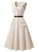[Prévente] Robe Beige Revers Ceinturé Évasé Années 1950 3