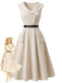 [Prévente] Robe évasée beige revers et ceinture années 1950