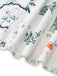 Robe Bretelles Spaghetti Mi-Longue Botanique Évasé Blanc & Vert Années 1950 6
