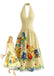 Robe Florale Halter Dos Nu Jaune Années 1950