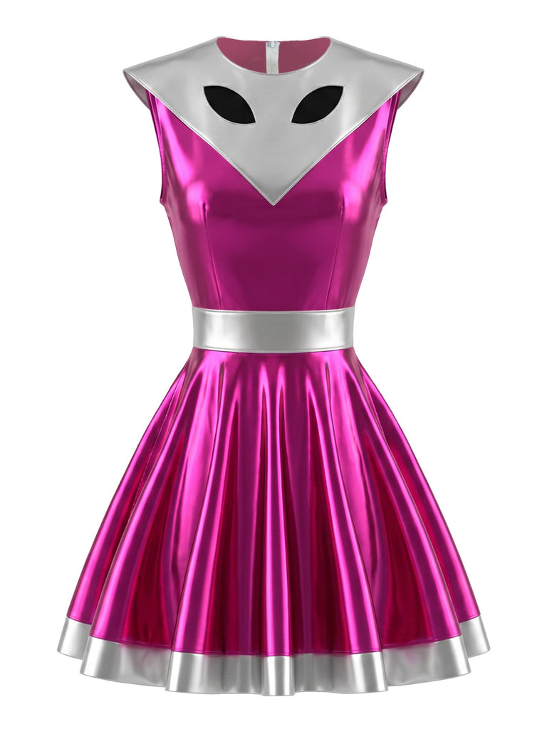 Robe Metallic Alien Cutout Halloween Mini Années 1960