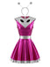 Robe Metallic Alien Cutout Halloween Mini Années 1960