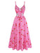 Robe Rose Vichy Cerise à Étages Maxi Années 1930 3