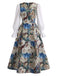 Robe Floral Pictural Imprimé Faux Deux-Pièces Années 1950 2